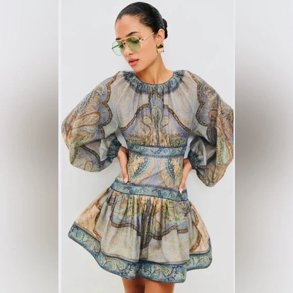 COSTA AZUL Chic Long Sleeve Paisley Dress - Picture 3 of 4